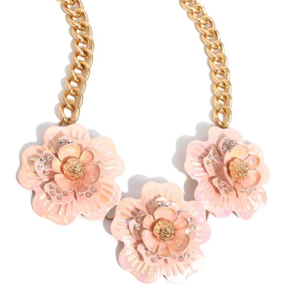 Gold and Pink Floral Necklace